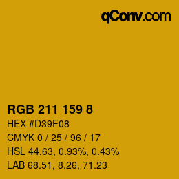 Color code: RGB 211 159 8 | qconv.com