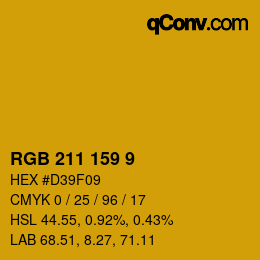 カラーコード: RGB 211 159 9 | qconv.com