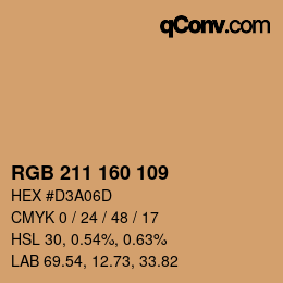 Color code: RGB 211 160 109 | qconv.com