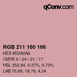カラーコード: RGB 211 160 166 | qconv.com