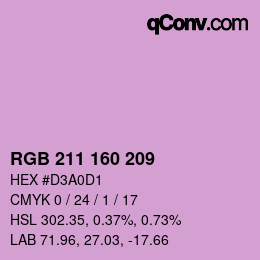 Color code: RGB 211 160 209 | qconv.com