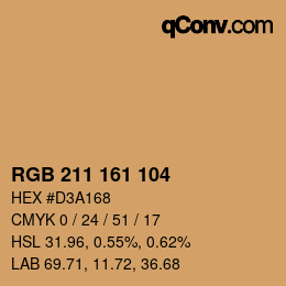Color code: RGB 211 161 104 | qconv.com