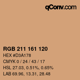Color code: RGB 211 161 120 | qconv.com