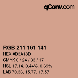 颜色代码: RGB 211 161 141 | qconv.com