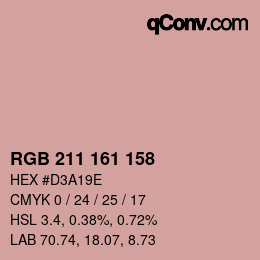 カラーコード: RGB 211 161 158 | qconv.com