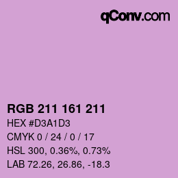 カラーコード: RGB 211 161 211 | qconv.com