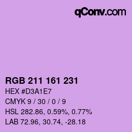 カラーコード: RGB 211 161 231 | qconv.com