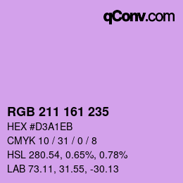 カラーコード: RGB 211 161 235 | qconv.com