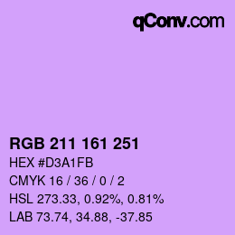 Color code: RGB 211 161 251 | qconv.com