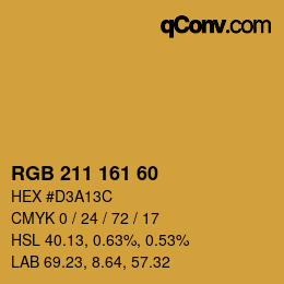カラーコード: RGB 211 161 60 | qconv.com