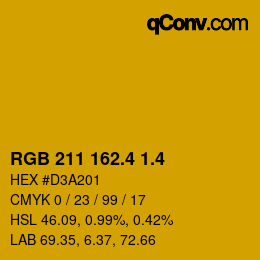 カラーコード: RGB 211 162.4 1.4 | qconv.com