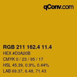 カラーコード: RGB 211 162.4 11.4 | qconv.com