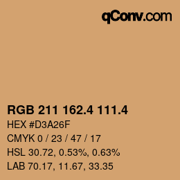 カラーコード: RGB 211 162.4 111.4 | qconv.com