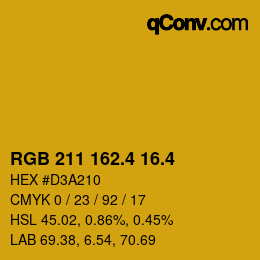 カラーコード: RGB 211 162.4 16.4 | qconv.com