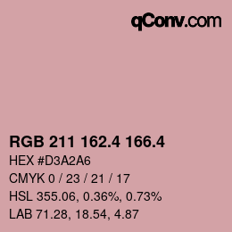 カラーコード: RGB 211 162.4 166.4 | qconv.com