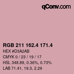 カラーコード: RGB 211 162.4 171.4 | qconv.com