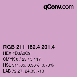 カラーコード: RGB 211 162.4 201.4 | qconv.com