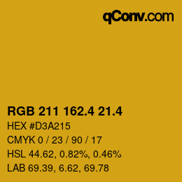 カラーコード: RGB 211 162.4 21.4 | qconv.com