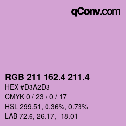 カラーコード: RGB 211 162.4 211.4 | qconv.com
