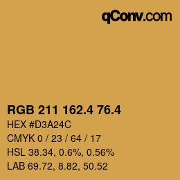 カラーコード: RGB 211 162.4 76.4 | qconv.com