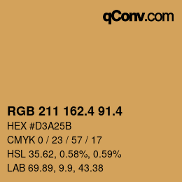 カラーコード: RGB 211 162.4 91.4 | qconv.com