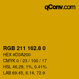 カラーコード: RGB 211 162.8 0 | qconv.com