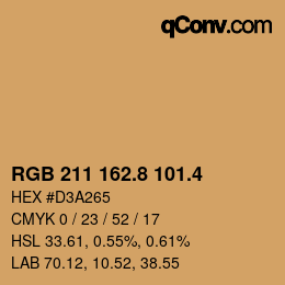 カラーコード: RGB 211 162.8 101.4 | qconv.com
