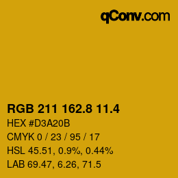 カラーコード: RGB 211 162.8 11.4 | qconv.com