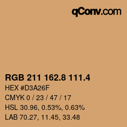カラーコード: RGB 211 162.8 111.4 | qconv.com