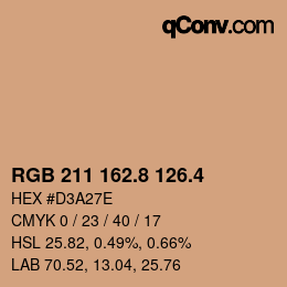 カラーコード: RGB 211 162.8 126.4 | qconv.com