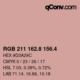 カラーコード: RGB 211 162.8 156.4 | qconv.com