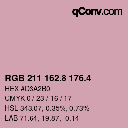 カラーコード: RGB 211 162.8 176.4 | qconv.com