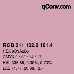 カラーコード: RGB 211 162.8 181.4 | qconv.com