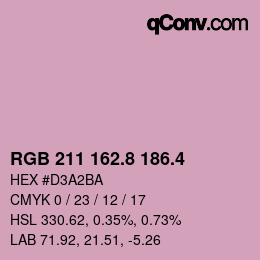 カラーコード: RGB 211 162.8 186.4 | qconv.com