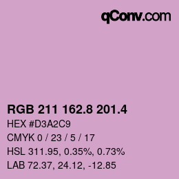 カラーコード: RGB 211 162.8 201.4 | qconv.com