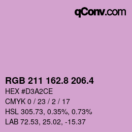 カラーコード: RGB 211 162.8 206.4 | qconv.com