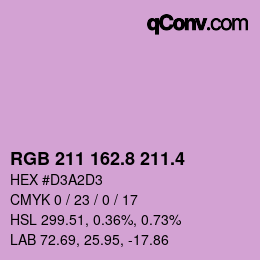 カラーコード: RGB 211 162.8 211.4 | qconv.com