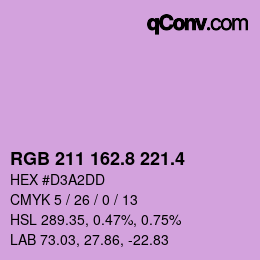カラーコード: RGB 211 162.8 221.4 | qconv.com