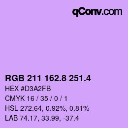 カラーコード: RGB 211 162.8 251.4 | qconv.com