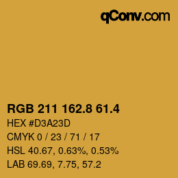 カラーコード: RGB 211 162.8 61.4 | qconv.com