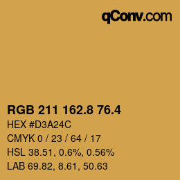 カラーコード: RGB 211 162.8 76.4 | qconv.com