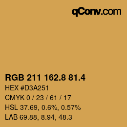 カラーコード: RGB 211 162.8 81.4 | qconv.com
