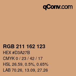 カラーコード: RGB 211 162 123 | qconv.com