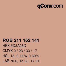 颜色代码: RGB 211 162 141 | qconv.com