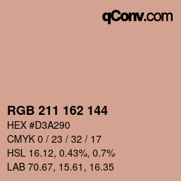 カラーコード: RGB 211 162 144 | qconv.com