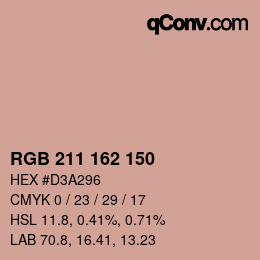 カラーコード: RGB 211 162 150 | qconv.com