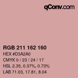 カラーコード: RGB 211 162 160 | qconv.com