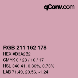 カラーコード: RGB 211 162 178 | qconv.com