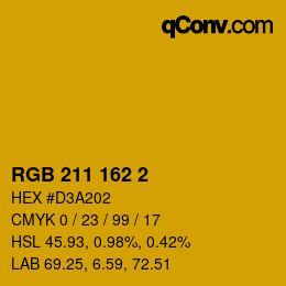 カラーコード: RGB 211 162 2 | qconv.com