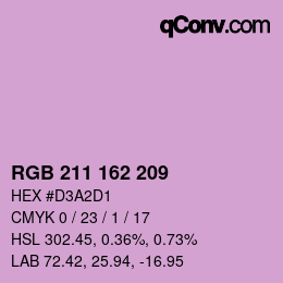 カラーコード: RGB 211 162 209 | qconv.com